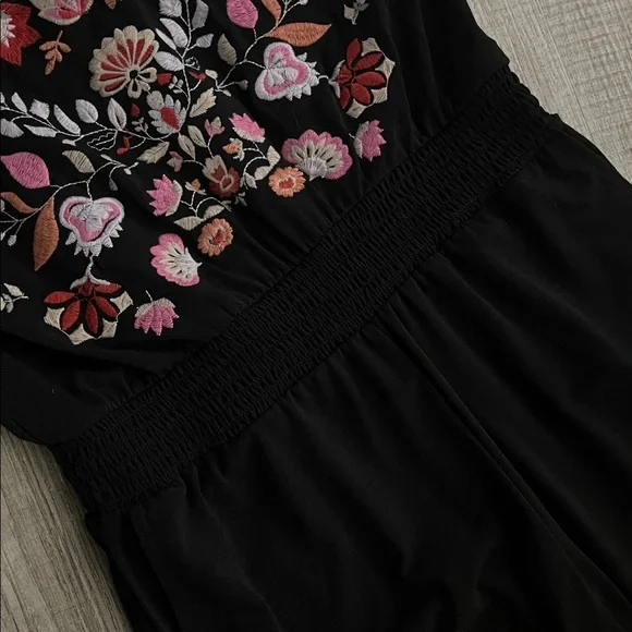 INC Black Sleeveless Embroidered Floral Jumpsuit - Picture 9 of 15